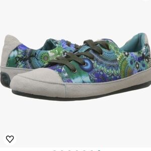 Desigual Lola suede canvas multicolor turquoise flat street wear sneakers US 9